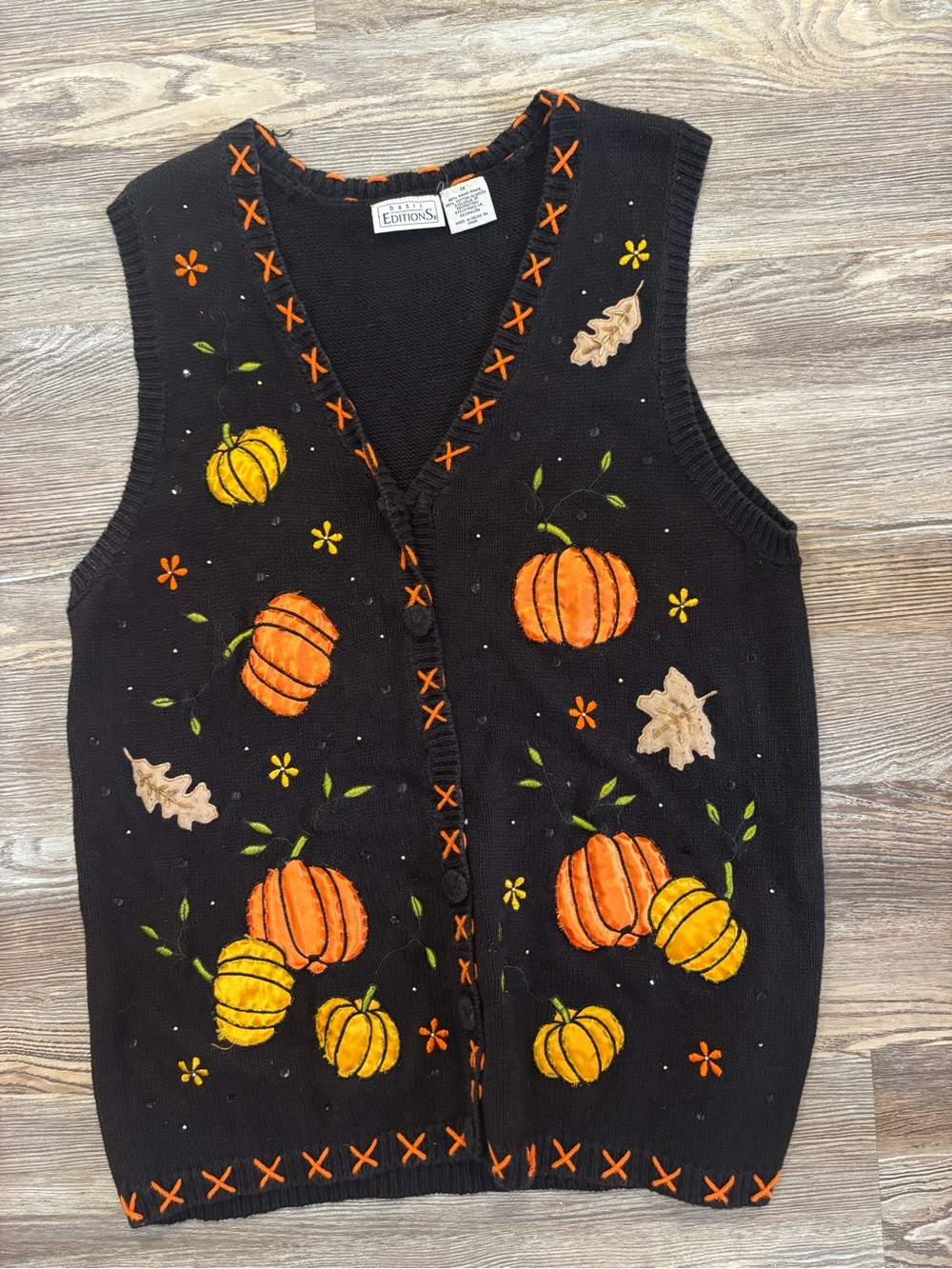 Vintage Basic Editions Fall Zip Up Sweater Vest - 1X